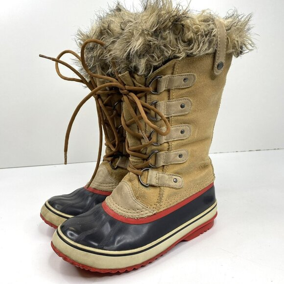 Sorel Boots Womens Sz 7 Joan Of Arctic Tan Leather Waterproof Winter NL1540-227 - Picture 3 of 8